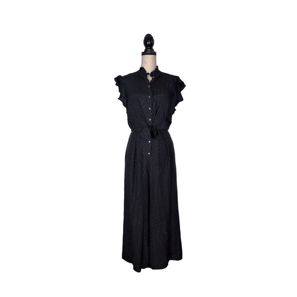 Rebecca Taylor Black 100% Silk Shadow Hearts Ruffle Jumpsuit Size: 6